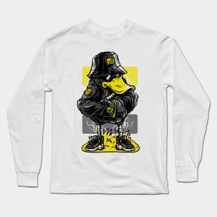 Dapper Duck Character Grey Yellow Long Sleeve T-Shirt